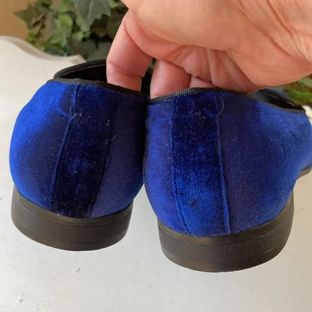 Madden Steve Madden Mens Slip-On Triumph Blue Velvet Smoking Loafers Men’s 8.5